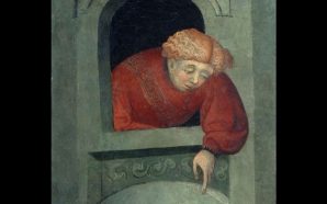Detall de 'Jove abocat a la finestra', de Lluís Borrassà.