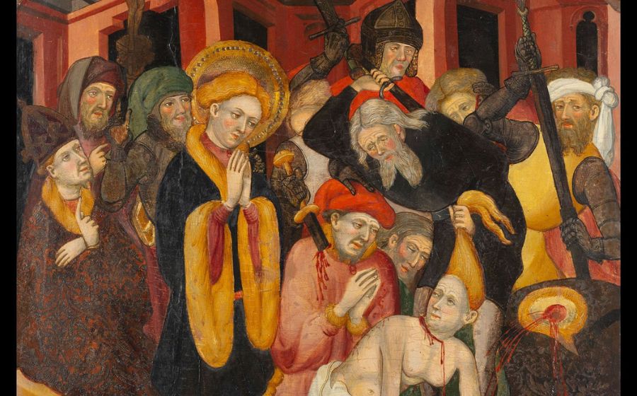 Detall de 'Decapitació dels familiars de sant Hipòlit', de Lluís Borrassà i taller.