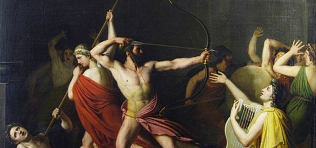 Ulisses i Telèmac matant els pretendents de Penélope, 1812, Thomas Degeorge,