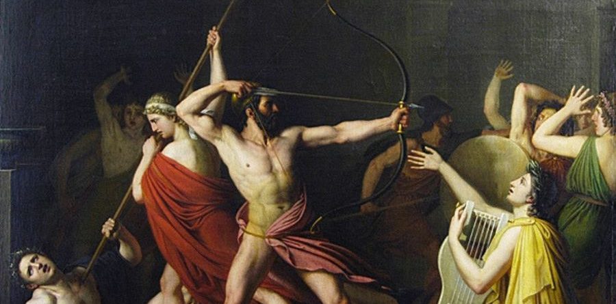 Ulisses i Telèmac matant els pretendents de Penélope, 1812, Thomas Degeorge,